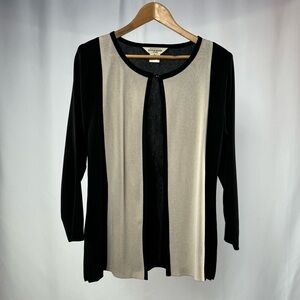 Vintage Misook Color Block Cardigan in Black‎ Tan Size Small Petite